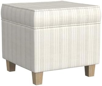 HomePop 18" Classic Square Storage Ottoman - Marigold Pinstripe Cream