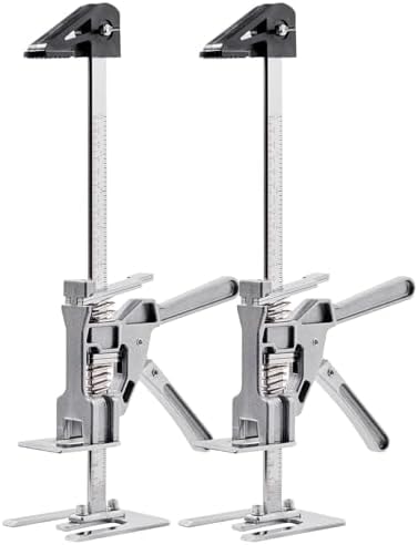 VEVOR Labor Saving Arm Jack, 2 PCS 220 lbs Bearing Capacity, Lifting up to 7.1", Metal Hand Lifting Jack Tool with Magnetic Level, Adjustable Height, for Door, Window, Furniture, Woodworking, Silver