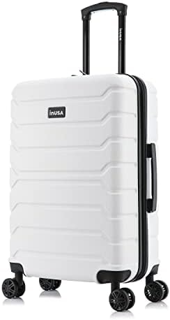 InUSA TREND Luggage with Spinner Wheels | Durable lightweight Hardside Suitcase, Travel bag with Handle and Trolley, 24-Inch Medium Checked luggage | White