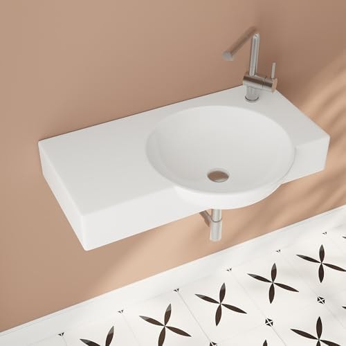 DeerValley Modern Wall Mount Bathroom Sink White 30"x18" Vanity Sleek Basin