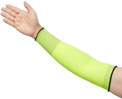 Amazon Basics Cut Resistant Arm Protection Sleeves with Thumbhole, 18" Arm Protectors for Gardening and Work, Yellow, 1 Pair