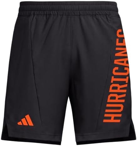 adidas Men's D4T Woven University of Miami Shorts, Black/Collegiate Orange/Collegiate Orange/University of Miami, Small/5" Inseam