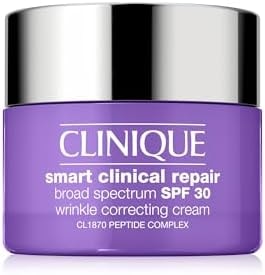 Clinique Smart Clinical Repair Broad Spectrum SPF 30 Wrinkle Correcting Cream with Peptides, Hyaluronic Acid + Glycerin For All Skin Types | Protecting + Repairing, Mini Travel Size, 0.5 Fl Oz