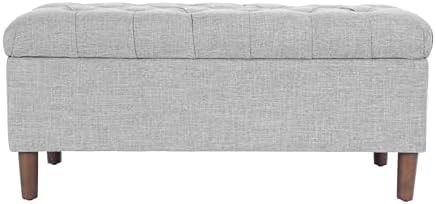 HomePop 40" Ainsley Button Tufted Storage Bench - Gray Woven