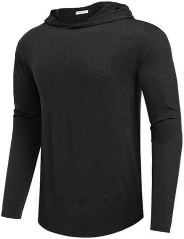 PINSPARK Lightweight Pullover Hoodies for Men Long Sleeve Hoodie for Golf Gym Workout Athletic Sweatshirt Black