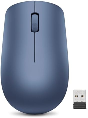 Lenovo 530 Wireless Mouse with Battery, 2.4GHz Nano USB, 1200 DPI Optical Sensor, Ergonomic for Left or Right Hand, Lightweight, GY50Z18986, Abyss Blue