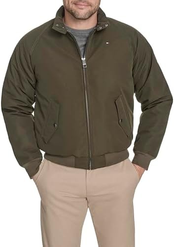 Tommy Hilfiger Men's Highland Cloth Modern Bomber, Olive, XX-Large