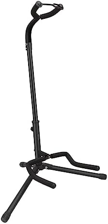 Amazon Basics Height Adjustable Foldable Guitar Stand with Secure Support, Padded Non-Slip Floor Stand for Acoustic, Electric, Bass and Banjos, Portable Display Stand, Black
