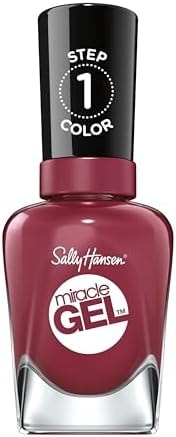 Sally Hansen Miracle Gel Salon Quality Nail Polish | Gel-Like Formula, Two-Step System, No UV Light Needed, Long Lasting | Opaque, Glossy | 496 Beet, Pray, Love | Berry Red Nail Color