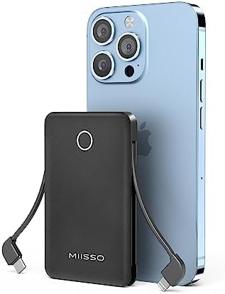 miisso 6000mah Ultra Slim Power Bank, Card Size, Deep Black