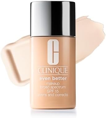 Clinique Even Better Makeup Liquid Foundation SPF 15 With Vitamin C For Dry + Oily Combination Skin Types | Medium Coverage + Natural Finish | Evens Skin Tone + Reduces Dark Spots, Shell, 1 Fl Oz