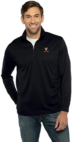 Vantage Apparel Poly Micro Mesh Black 1/4 Zip, Virginia Cavaliers, M
