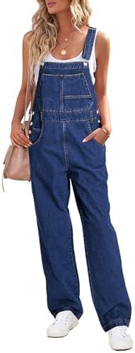 Luvamia Women's Fashion Bib Overalls - Blue Jumpsuit, Size 12/14