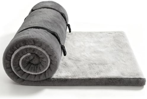 Thick Foam Camping Sleeping Pad, 3INCH Soft Sleeping Mat, Double Side Fluff Camping Cot Pads for Adult, Non-Slip Roll up Camping Cot Mattress Topper for Camp Cot/Rv Bunk/Narrow Twin Beds, Pad Only