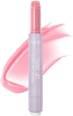 tarte maracuja juicy lip vinyl gloss – Hydrating & Volumizing Lipgloss Balm with Hyaluronic Acid, Vitamin E to Plump & Moisturize, Vegan & Cruelty-Free, full size, sheer petal