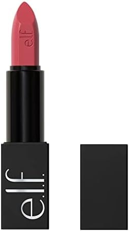 e.l.f. O Face Satin Lipstick, Richly Pigmented, Nourishing & Long-Lasting Creamy Lipstick, Infused With Jojoba, Vegan & Cruelty-Free, Pleased