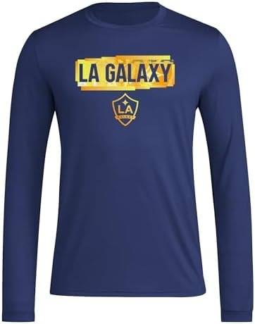adidas Men's Los Angeles Galaxy Local Pop Long Sleeve Pre-game T-shirt, Team Navy Blue, Small