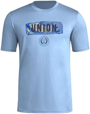 adidas Men's Philadelphia Union Local Pop Short Sleeve Pre-game T-shirt, Smoke Blue, XX-Large