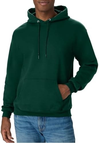 Hanes Men's Pullover EcoSmart Hooded Sweatshirt, Deep Forest, Medium