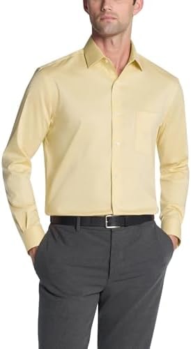 Van Heusen Men's Dress Shirt Regular Fit Ultra Wrinkle Free Flex Collar Stretch Cream
