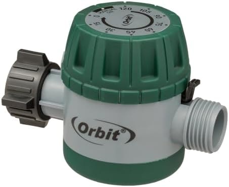 Orbit Mechanical Water Timer - Adjustable Irrigation Shutoff for Lawn & Garden Watering - Battery-Free Clockwork Hose Faucet Timer with Easy Grip Dial & Manual Bypass - 62034
