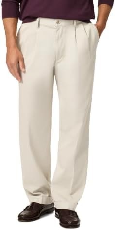 Dockers Men's Relaxed Fit Comfort Khaki Pants - Pleated, Porcelain Khaki, 34W x 34L
