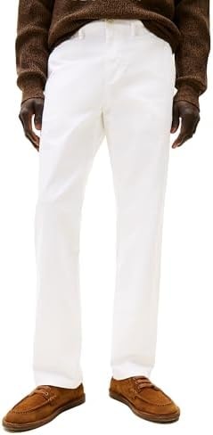 Tommy Hilfiger Mens Stretch Chino in Custom Fit Casual Pants, Bright White, 29W x 30L US