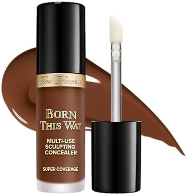 Too Faced Born This Way Super Coverage Multi-Use Concealer | Full-Coverage Hydrating Concealer for Dark Circles & Blemishes with Natural Finish |Hyaluronic Acid & Coconut Water, Spiced Rum, 0.45 Fl Oz
