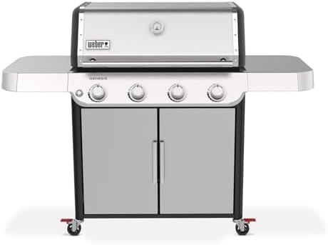 Weber Genesis S-415 Liquid Propane Gas Grill for Outdoor Cooking, Stainless Steel, 4 Burners – Stainless Steel Cooking Grates & PureBlu Burners