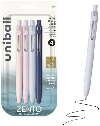 uniball™ Zento Gel Pens, Black Ink, 0.7mm Medium Point, 4 Count