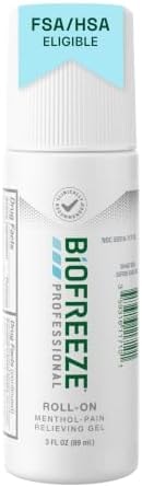 Biofreeze Professional Pain Relief Roll On, Knee & Lower Back Pain Relief, Arthritis Pain Reliever, Neck Pain Relief, Cooling Joint Pain Relief, Roll-On Menthol Gel 3 Fl Oz
