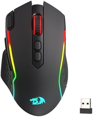 Redragon M810 MAX 3-Mode Wireless Gaming Mouse, Upgraded 12000 DPI Wired/Wireless RGB Mouse w/Rapid Fire Key, 8 Macro Buttons, 188-Hour Reliable Power Capacity for PC/Mac/Laptop