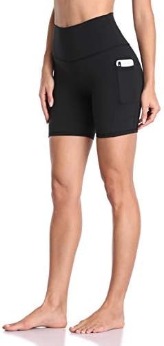Colorfulkoala Women's High Waisted Biker Shorts with Pockets 6" Inseam Workout & Yoga Tights (M, Black)