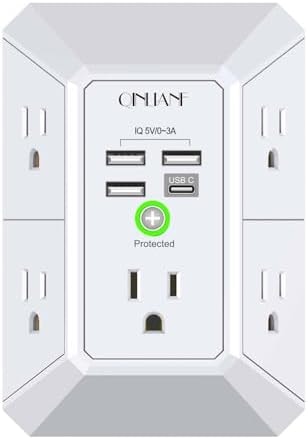 Wall Charger, Surge Protector, QINLIANF 5 Outlet Extender with 4 USB Ports