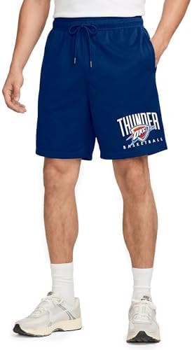 Ultra Game Men’s NBA Official Soft Air Mesh Teamster Basketball Shorts - Classic Fit, Oklahoma City Thunder, Team Color, Small