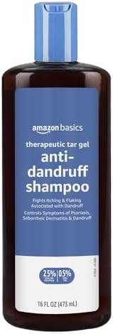 Amazon Basics Therapeutic Plus Coal Tar Anti-Dandruff Shampoo, Treats Psoriasis, Seborrheic Dermatitis, Itching and Flaking Scalp, 0.5% Coal Tar, 16 Fl Oz, Pack of 1