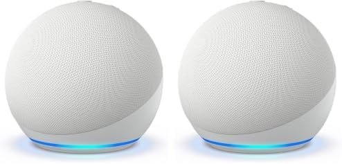 Amazon Echo Dot (newest model) - Vibrant sounding speaker, Designed for Alexa+, Great for bedrooms, dining rooms and offices, Glacier White (Pack of 2)