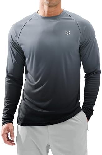 Men's Sun Swim Long Sleeve UPF 50+ Shirts Gradient Grey Black S