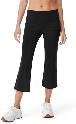 Jockey Women's Activewear Cotton Stretch Slim Flare Capri, Black, L