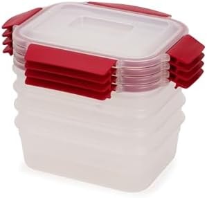 Joseph Joseph Nest Lock 8-piece Plastic BPA Free Food Storage Container Set with Lockable Airtight Leakproof Lids - Red