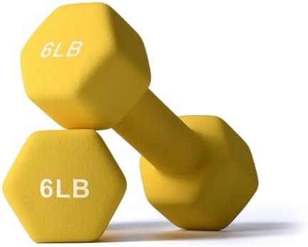 Portzon Dumbbells Neoprene with Non Slip Grip weight for Total Body Workout Compatible with of 2 Set,1-15 LB, Anti-Slip, Anti-roll, Hex Shape