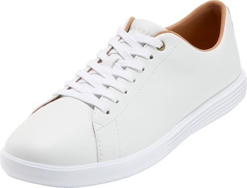 Cole Haan Women's Grand Crosscourt Lightweight Leather Sneaker , Bright White Leather/Optic White, 5-C US