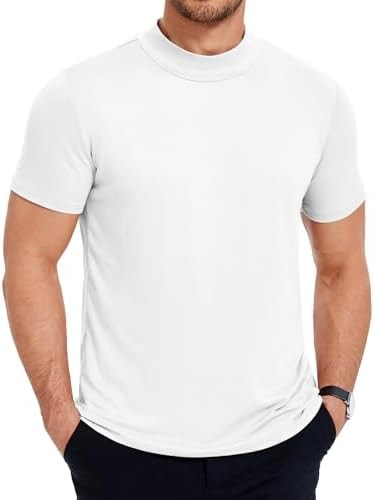COOFANDY Mens Mock Turtleneck T-Shirts Short Sleeve Basic Casual T-Shirts