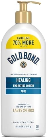 Gold Bond Healing Hydrating Body Lotion with Aloe, Moisturizer for Dry to Extra Dry Skin, 24-HR Hydration to Soothe & Comfort, Non-Greasy, Dermatologist-Tested, Light Scent, 24 Oz Family Size Pump