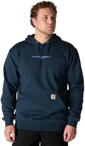 Carhartt Men's Rain Defender Loose Fit Midweight 1889 Graphic Sweatshirt, New Navy, Medium