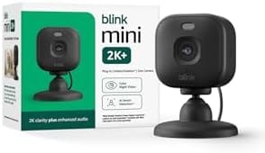Blink Mini 2K+ (newest model) – Plug-in Home & Pet Indoor Security Camera with 2K video resolution, night vision, enhanced audio, motion detection – 1 camera (Black)