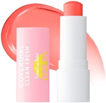COVERGIRL Clean Fresh Tinted Lip Balm SPF 15-20 - Orange You A Cutie, with Mineral Sunscreen, Moisturizing, Vegan Formula, 0.14oz
