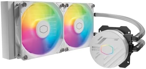 Cooler Master 240L Core AIO CPU Liquid Cooler – 240mm Radiator, 2X ARGB PWM Fans, Patented Gen S Dual-Chamber Pump, Quiet Cooling & Easy Installation, AMD AM5/AM4 & Intel LGA 1851/1700, White