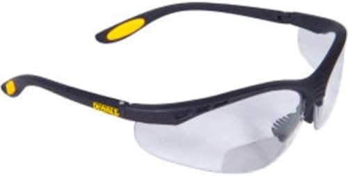 DEWALT DPG106 Safety Glass, Black and Yellow Frame, Clear Lens, 2.5 Diopter