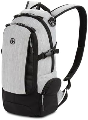 SWISSGEAR City Pack Backpack, Slim Profile Daily Carry, Airflow Back Panel, Tablet Pocket, and Lay-Flat Organizer, Light Grey/Heather, 15.9L, 18-Inch